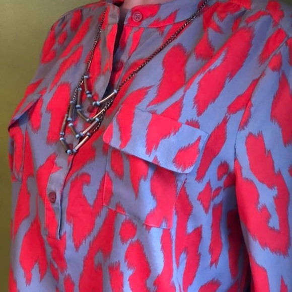 Parker lWomen Blouse Top Print Henley ▪️M - Picture 6 of 12